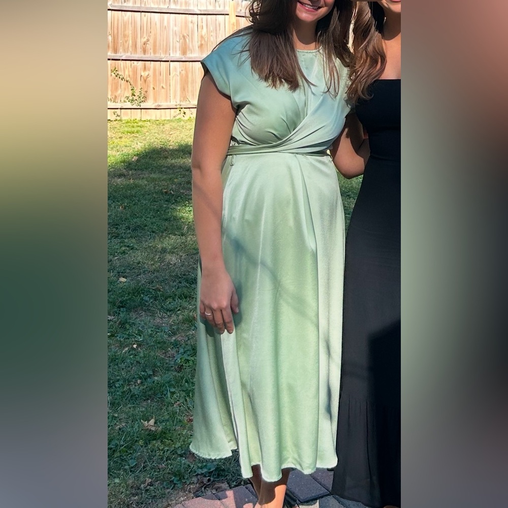 Green dress satin